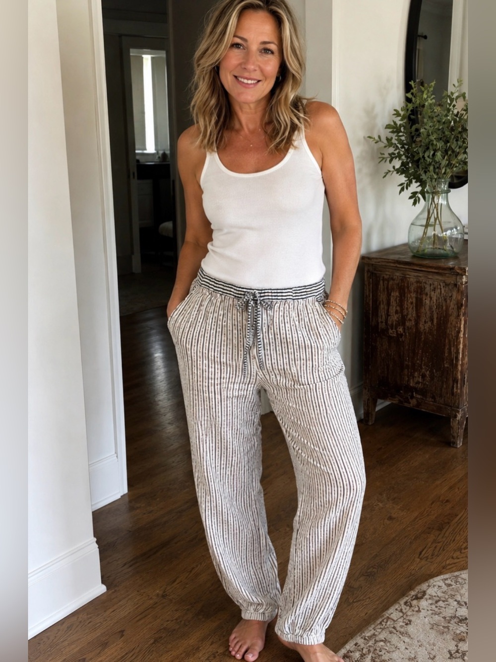Ace&jig joggers Pant metallic striped cotton drawstring